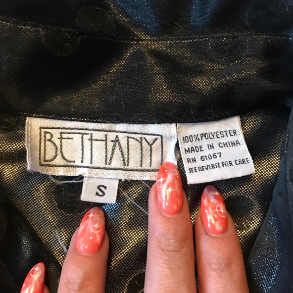 90s polka dot metallic button-up shirt - Picture 3 of 5